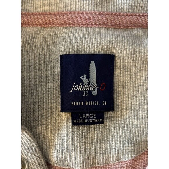 JOHNNIE-O Men's Whaling Henley Pullover XL Malibu Red Snap Sweater Lightweight - Picture 3 of 11